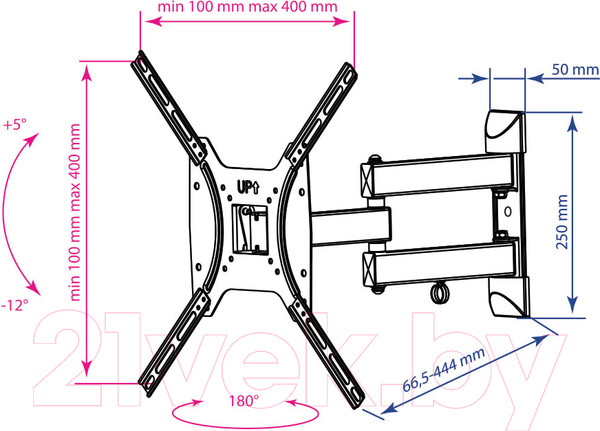 Изображение товара Кронштейн для телевизора Kromax DIX-24 (черный)