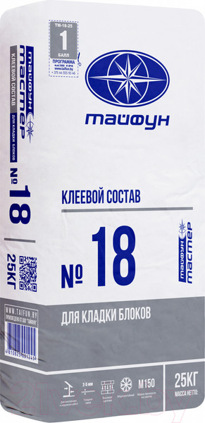 Изображение товара Клей для блоков Тайфун №18 (25кг)