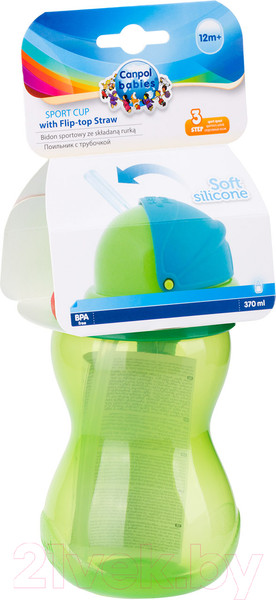Изображение товара Поильник Canpol Со складывающейся трубочкой 12+ / 56/113 (370мл, салатовый)