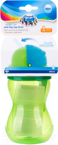 Изображение товара Поильник Canpol Со складывающейся трубочкой 12+ / 56/113 (370мл, салатовый)