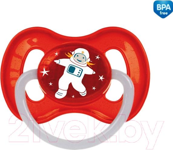 Изображение товара Пустышка Canpol Космическая латексная круглая 6-18мес / 23/222 (красный, со светящимся колечком)