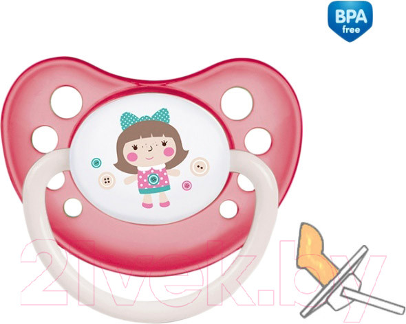 Изображение товара Пустышка Canpol Toys латексная анатомическая 6-18мес / 23/260 (розовый, со светящимся колечком)