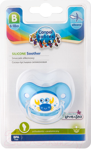 Изображение товара Пустышка Canpol Природа силиконовая анатомическая 6-18мес / 22/507 (синий)