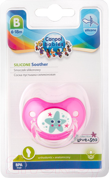 Изображение товара Пустышка Canpol Природа силиконовая анатомическая 6-18мес / 22/507 (розовый)