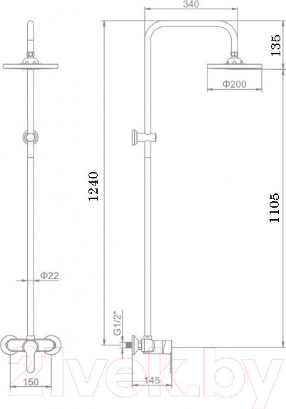 Изображение товара Верхний душ со смесителем Ledeme L2409-1