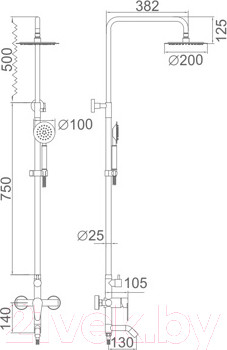 Изображение товара Душевая система со смесителем Ledeme L72402