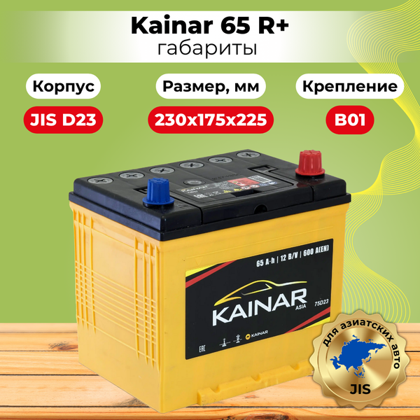 Изображение товара Автомобильный аккумулятор Kainar Asia JR+ / 062 22 40 02 0131 10 11 (65 А/ч)