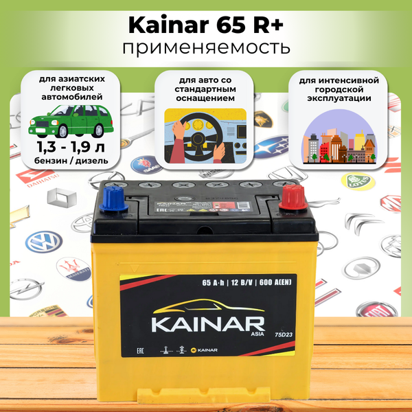 Изображение товара Автомобильный аккумулятор Kainar Asia JR+ / 062 22 40 02 0131 10 11 (65 А/ч)