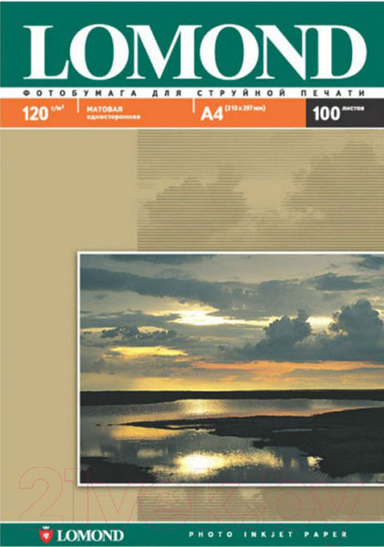 Изображение товара Фотобумага Lomond А4, 120 г/м, 100л. / 0102003 (матовая)