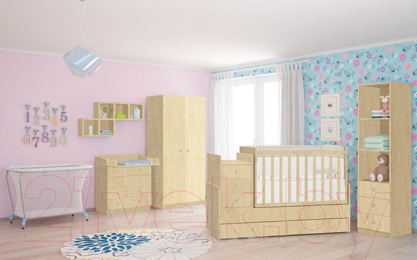 Изображение товара Шкаф Polini Kids Simple двухсекционный (натуральный)