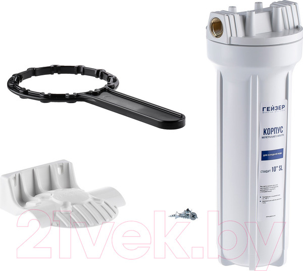 Изображение товара Корпус фильтра для воды Гейзер 10SL (с латунными вставками)