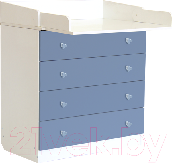 Изображение товара Комод пеленальный Polini Kids Simple 1580 (белый/синий)