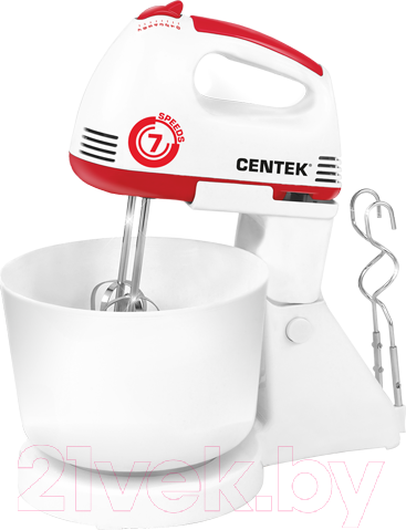 Изображение товара Миксер стационарный съемный Centek CT-1113 (белый/красный)
