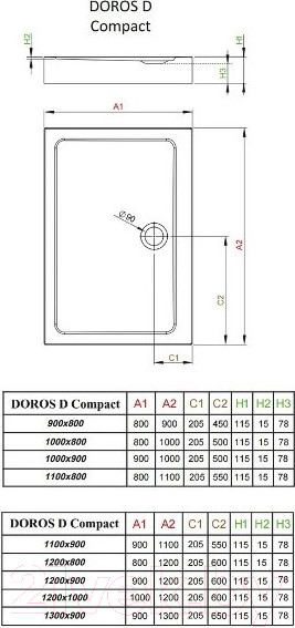 Изображение товара Душевой поддон Radaway Doros D Compact 100x90 / SDRD1090-05