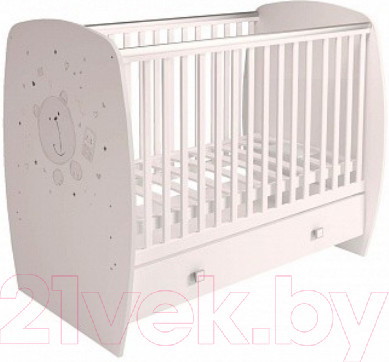 Изображение товара Детская кроватка Polini Kids French 710 Teddy с ящиком (белый)