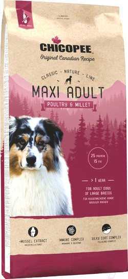 Изображение товара Сухой корм для собак Chicopee CNL Maxi Adult Poultary & Millet (15кг)