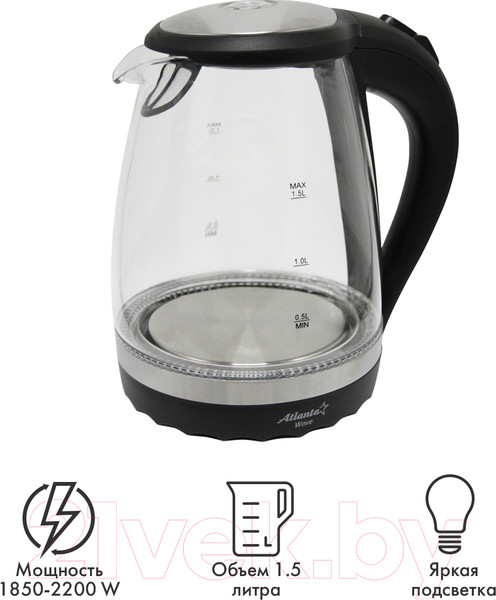 Изображение товара Электрочайник Atlanta ATH-2463 (черный)