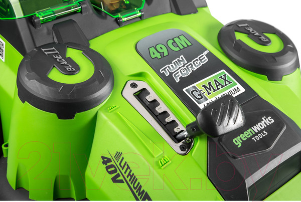 Изображение товара Газонокосилка аккумуляторная Greenworks G40LM49DB TwinForce 40V 49см / 2500207VB (c АКБ 4Ач и ЗУ)