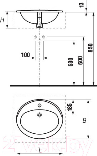 Изображение товара Умывальник Roca Adora 56x47 / 7327203000