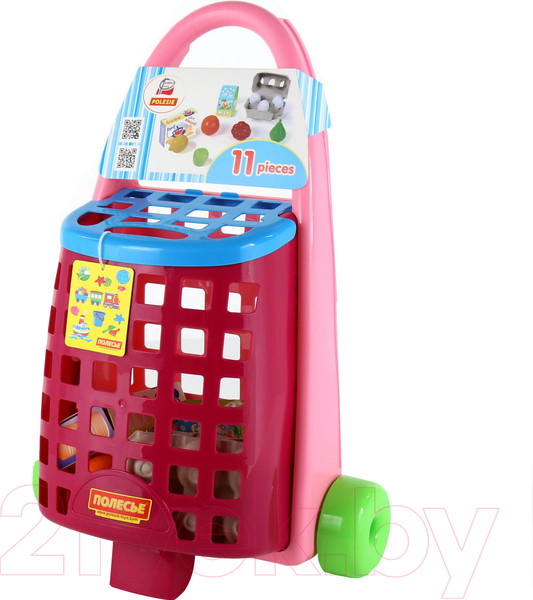 Изображение товара Тележка игрушечная Полесье Забавная с набором продуктов / 67944