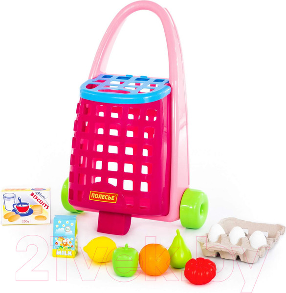 Изображение товара Тележка игрушечная Полесье Забавная с набором продуктов / 67944