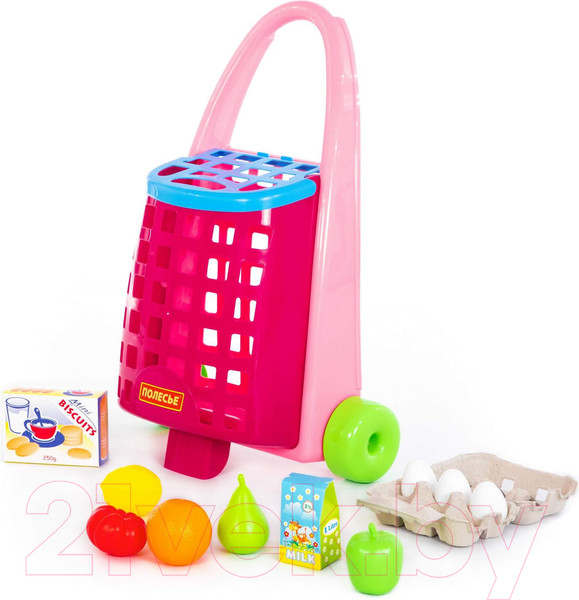 Изображение товара Тележка игрушечная Полесье Забавная с набором продуктов / 67944