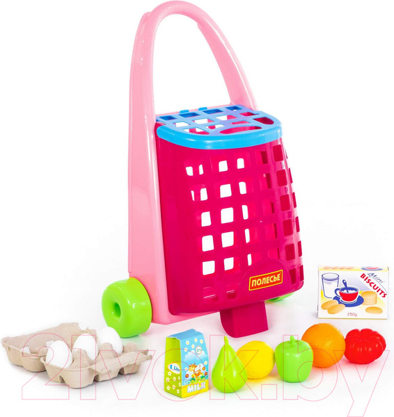 Изображение товара Тележка игрушечная Полесье Забавная с набором продуктов / 67944
