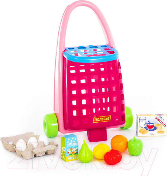 Изображение товара Тележка игрушечная Полесье Забавная с набором продуктов / 67944