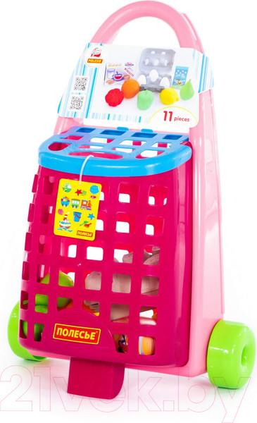 Изображение товара Тележка игрушечная Полесье Забавная с набором продуктов / 67944