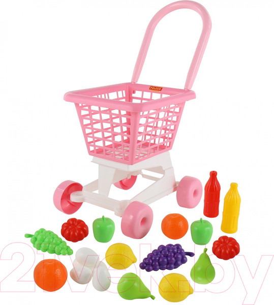 Изображение товара Тележка игрушечная Полесье Supermarket №1 с набором продуктов / 68477 (в сеточке)