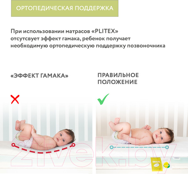 Изображение товара Матрас в кроватку Plitex Aloe Vera Simple АВ-05/1