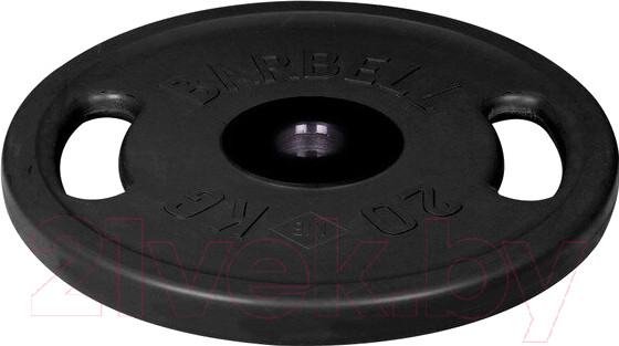 Изображение товара Диск для штанги MB Barbell Олимпийский с ручками d51мм 20кг (черный)
