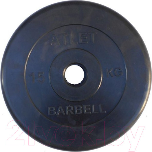 Изображение товара Диск для штанги MB Barbell Atlet d51мм 15кг (черный)
