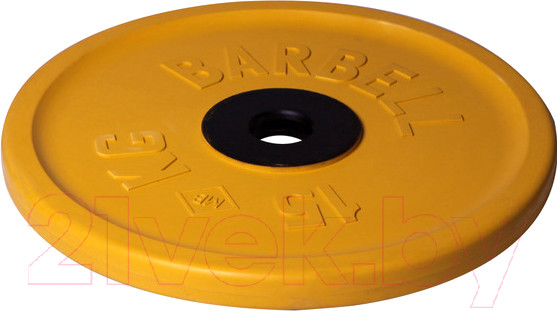Изображение товара Диск для штанги MB Barbell Олимпийский d51мм 15кг (желтый)