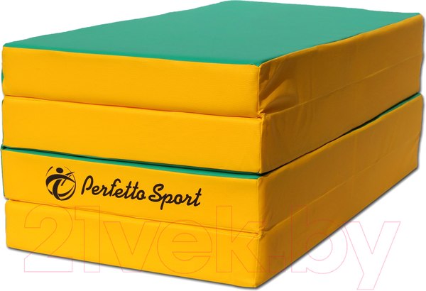 Изображение товара Гимнастический мат Perfetto Sport Складной №5 1x2x0.1м (зеленый/желтый)