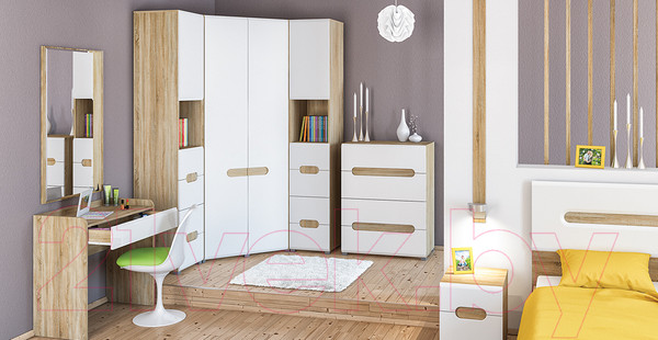 Изображение товара Полуторная кровать Мебель-Неман Леонардо МН-026-10-140 (белое дерево/дуб сонома)