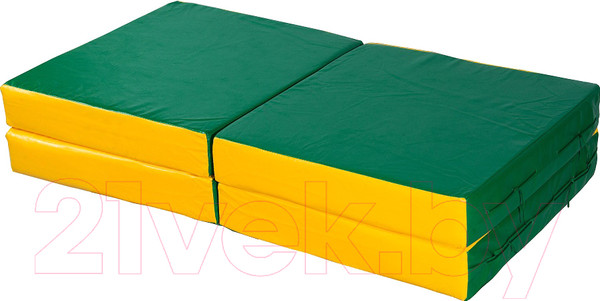 Изображение товара Гимнастический мат KMS sport Складной №11 1x1x0.1м (зеленый/желтый)