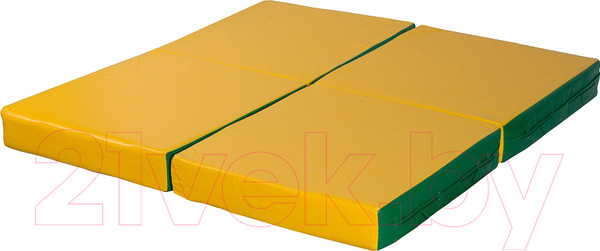 Изображение товара Гимнастический мат KMS sport Складной №11 1x1x0.1м (зеленый/желтый)