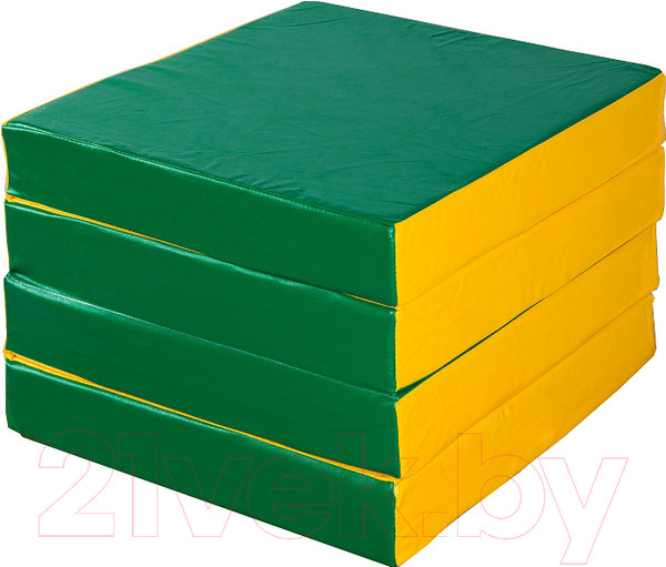 Изображение товара Гимнастический мат KMS sport Складной №11 1x1x0.1м (зеленый/желтый)