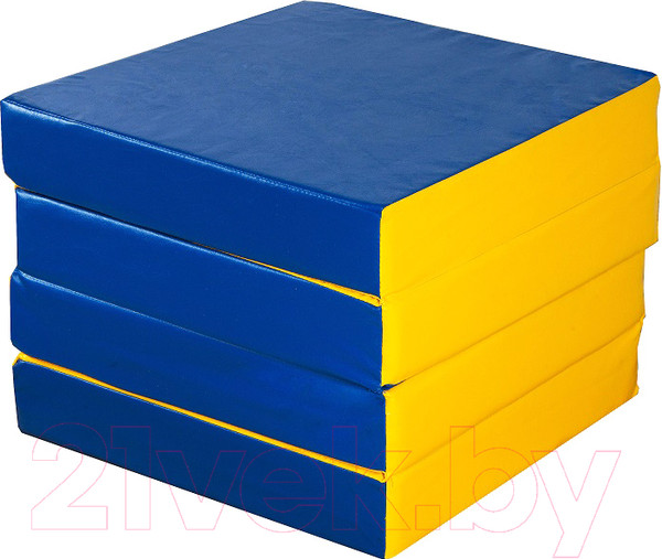 Изображение товара Гимнастический мат KMS sport Складной №11 1x1x0.1м (синий/желтый)