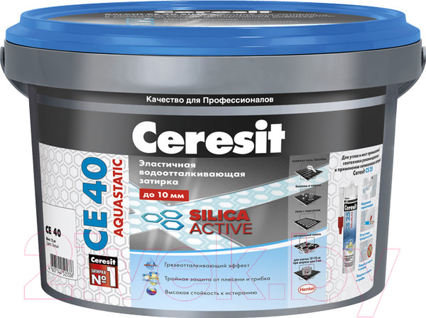 Изображение товара Фуга цементная Ceresit CE 40 Aquastatic (5кг, черный)