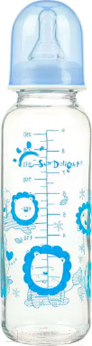 Изображение товара Бутылочка для кормления Sun Delight Стеклянная / 31045 (250мл, синий)
