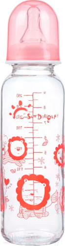 Изображение товара Бутылочка для кормления Sun Delight Стеклянная / 31045 (250мл, красный)