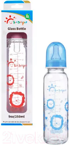 Изображение товара Бутылочка для кормления Sun Delight Стеклянная / 31045 (250мл, красный)