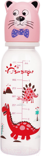 Изображение товара Бутылочка для кормления Sun Delight С декоративной крышечкой / 31017 (250мл, розовый)