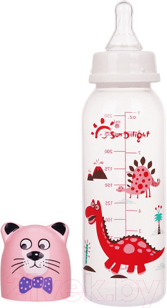 Изображение товара Бутылочка для кормления Sun Delight С декоративной крышечкой / 31017 (250мл, розовый)