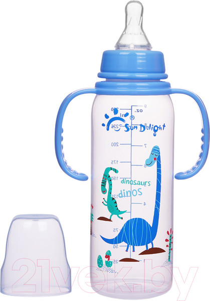 Изображение товара Бутылочка для кормления Sun Delight Стандартная со съемными ручками / 80B2H (250мл, синий)