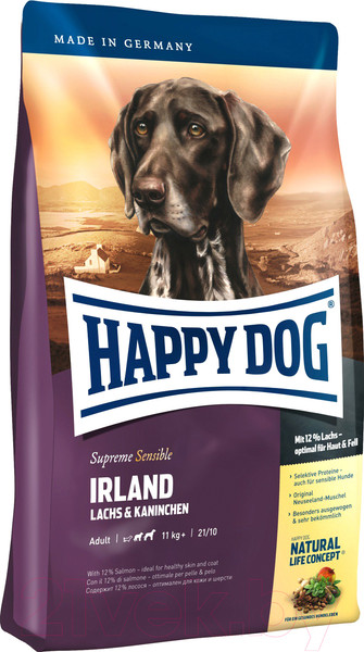 Изображение товара Сухой корм для собак Happy Dog Supreme Sensible Irland Lachs & Kaninchen (12.5кг)
