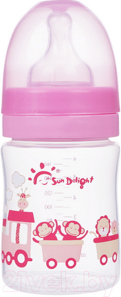 Изображение товара Бутылочка для кормления Sun Delight С широким горлышком / 31565 (160мл, розовый)