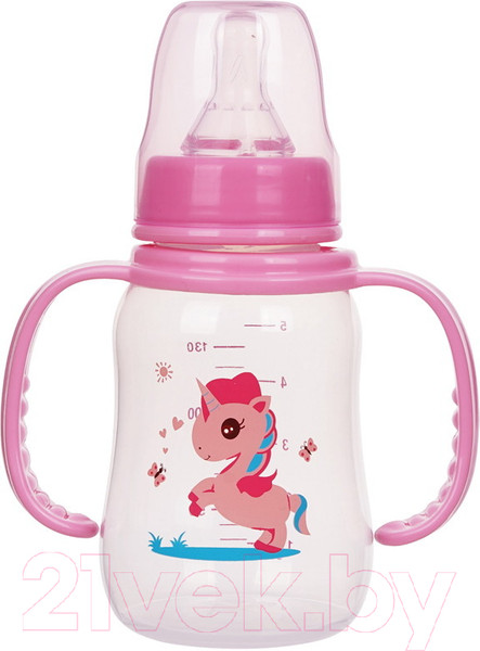 Изображение товара Бутылочка для кормления Sun Delight Со съемными подвижными ручками / 31159 (130мл, розовый)